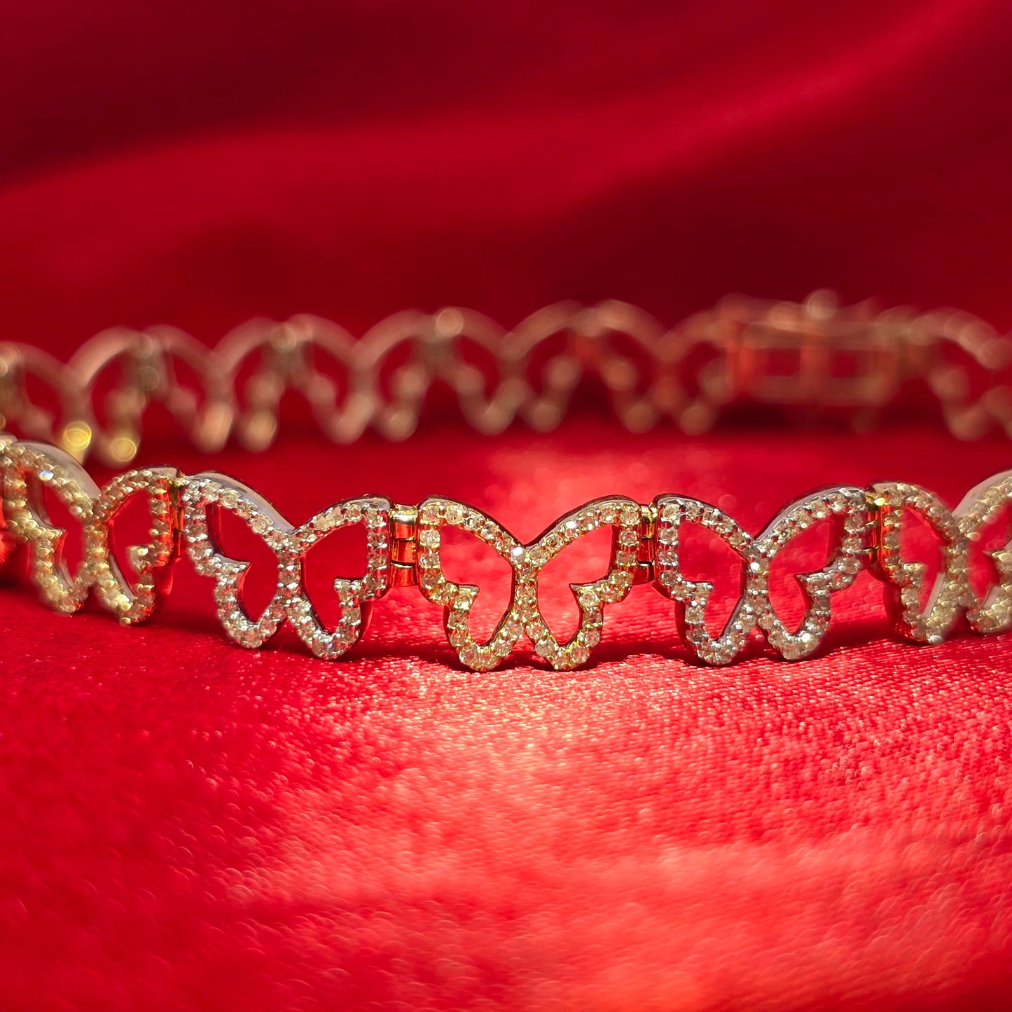 Women's Elegant Butterfly Bracelet 1.25 ctw Diamond 10K Yellow and White Gold