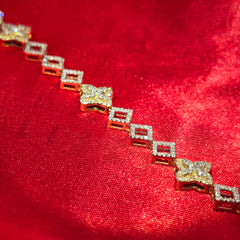 10K Gold Women's Clover Diamond Link Bracelet 1.45ctw