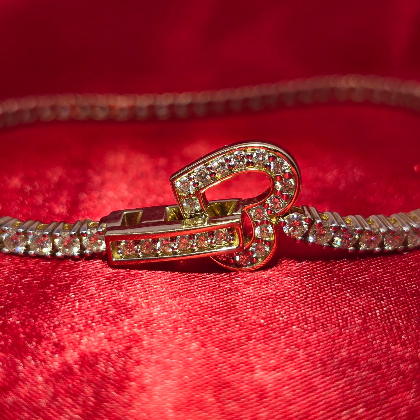 14K Yellow Gold Women's Diamond Tennis Bracelet 3.00ctw with Heart Clasp