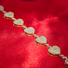 10K Yellow Gold Women's Heart Diamond Bracelet 2.35ctw