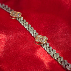 10K White Gold Women's Clover Cuban Link Diamond Bracelet 5.00ctw