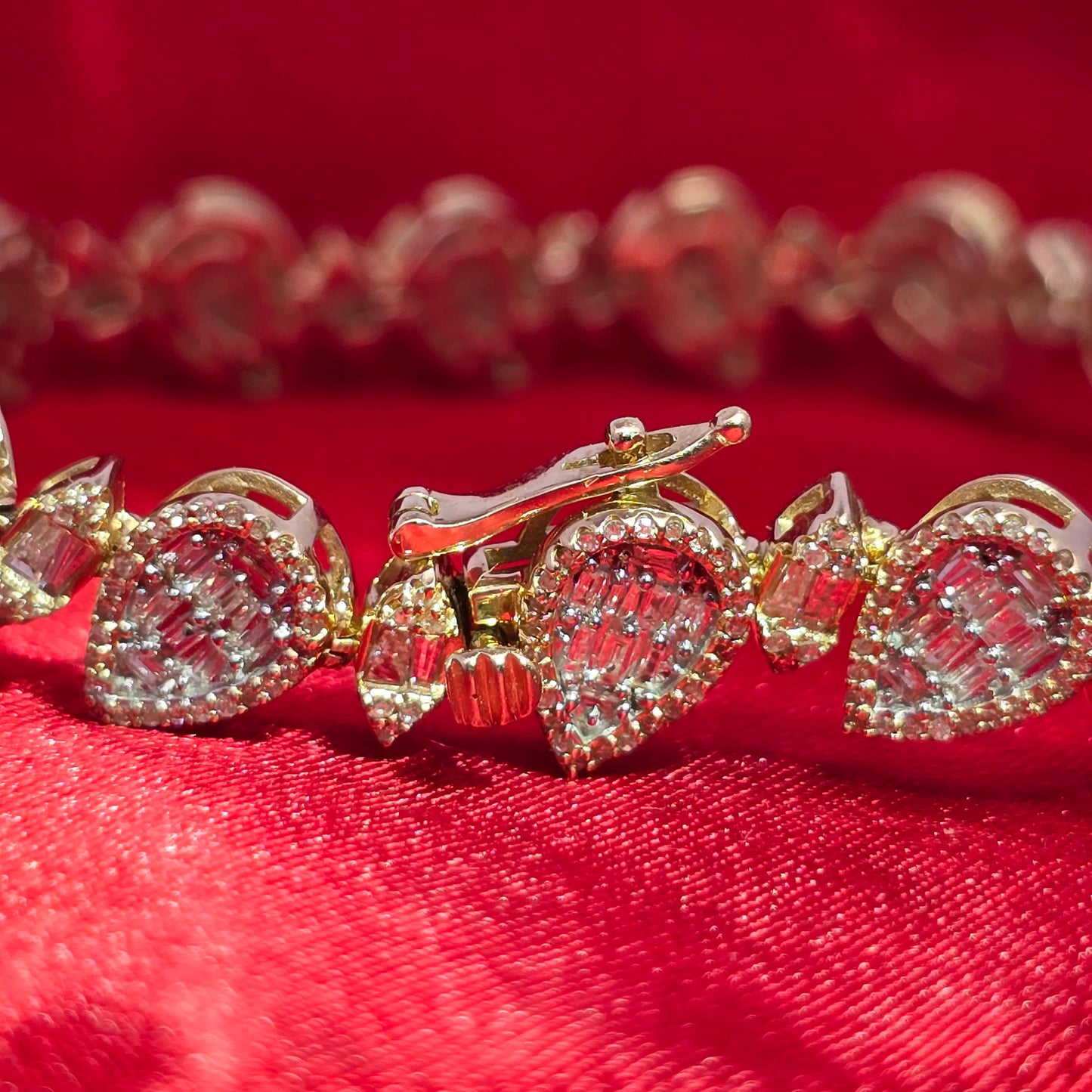 10K Yellow Gold Pear & Marquise Diamond Cluster Cuff Bracelet 2.50ctw