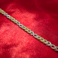 10K Yellow & White Gold Diamond Cuban Infinity Link Bracelet 1.89ctw