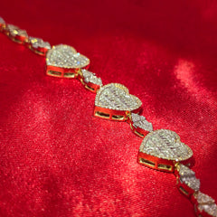10K Yellow Gold Marquise & Heart Diamond Bracelet 2.05ctw