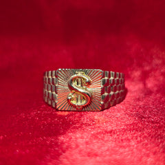10K Gold Dollar Sign Ring – Iced-Out Style Statement