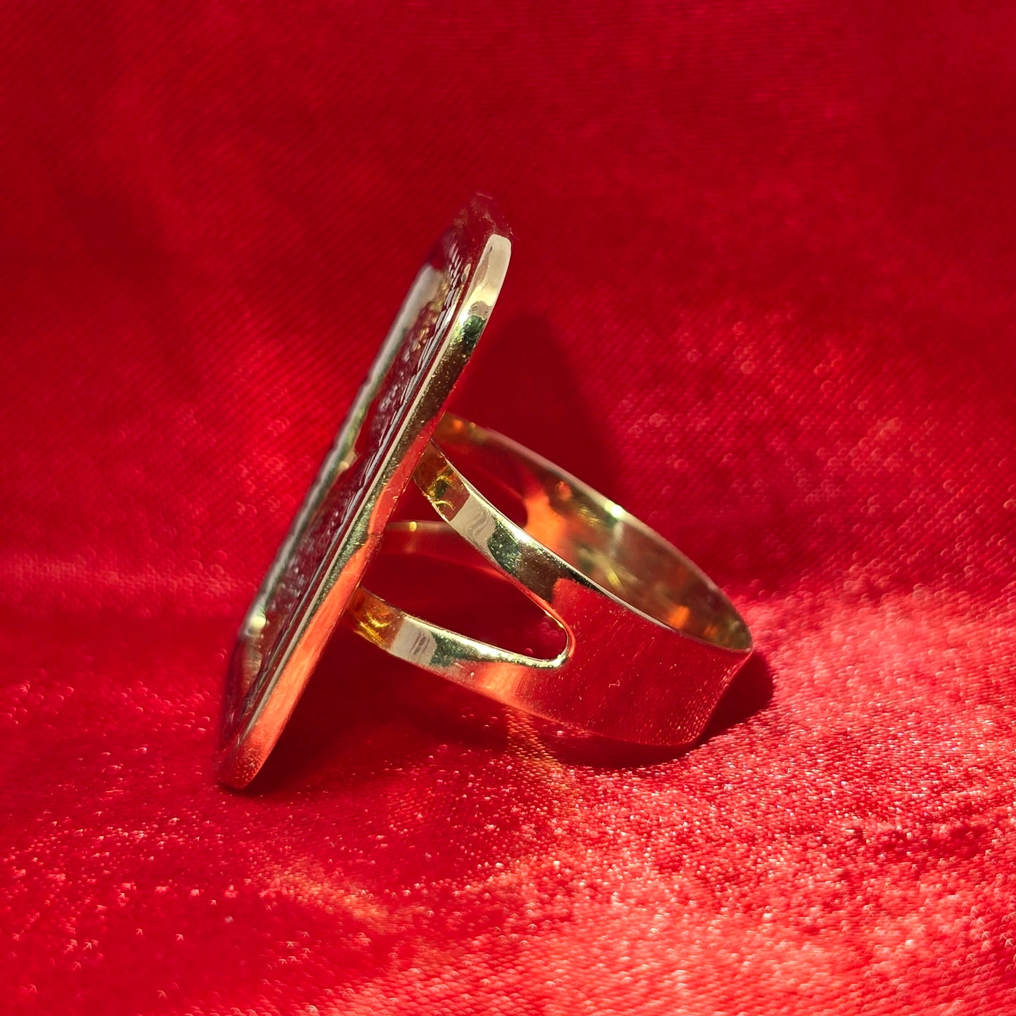10K Two-Tone Gold Fortuna Ring – Bold Rectangle Statement Ring for Men
