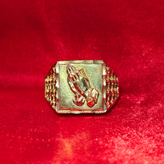 10K Gold Praying Hands Ring – Men's Faith-Inspired Statement Jewelry