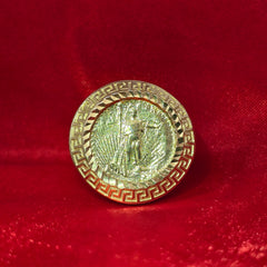 10K Gold Greek Coin Ring for Men – Bold Medallion Style Statement