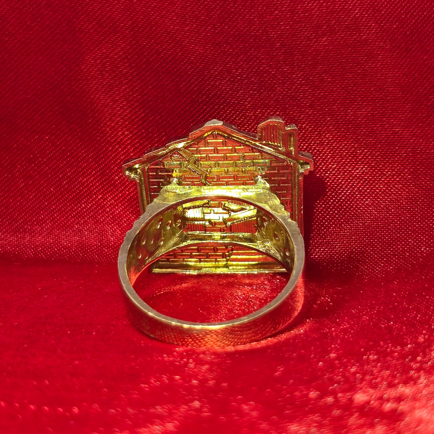 10K Gold Trap House Ring for Men – Urban Statement Ring