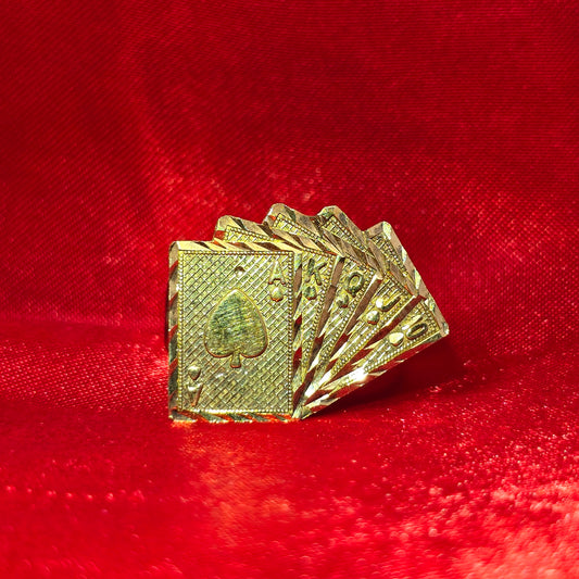 10K Gold Straight Flush Ring for Men – Poker-Inspired Statement Ring