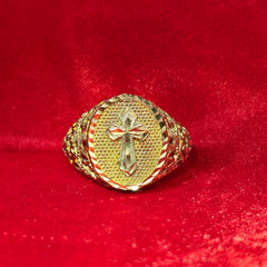 10K Gold Cross Ring for Men – Luxury Religious Statement Ring