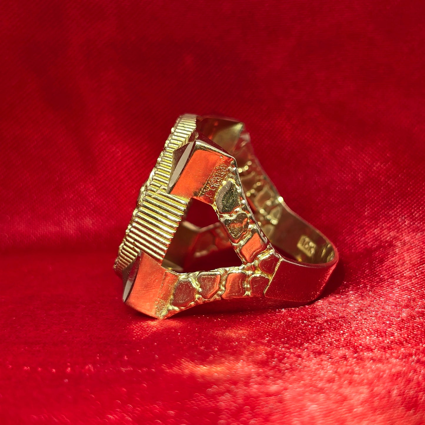 10K Luxury Gold Lion Head Mens Ring