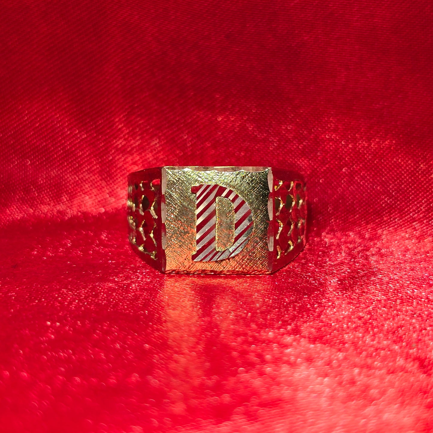 10K Mens Initial "D" Gold Ring