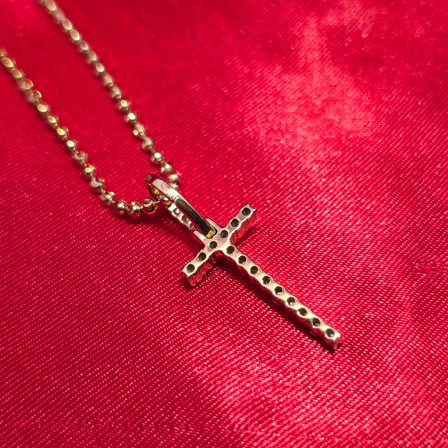 10K Yellow Gold Diamond Cross Pendant with Moon Cut Chain | 0.44 CTW Women’s Necklace