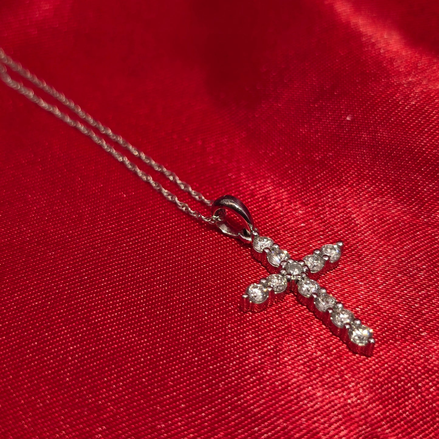 14K White Gold Diamond Cross Pendant with Twisted Curb Chain | 1/2 CTW Women’s Necklace