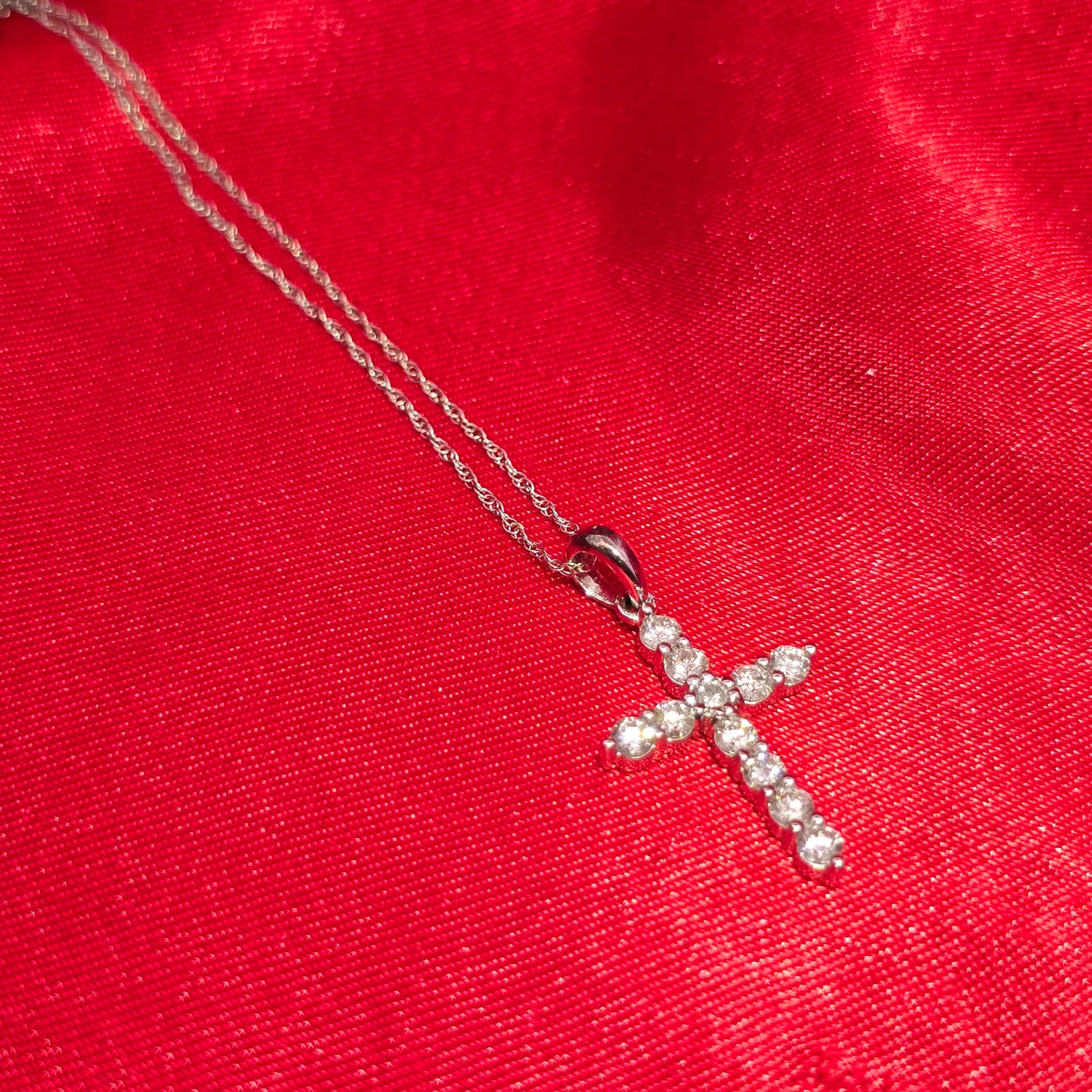 14K White Gold Diamond Cross Pendant with Twisted Curb Chain | 1/2 CTW Women’s Necklace