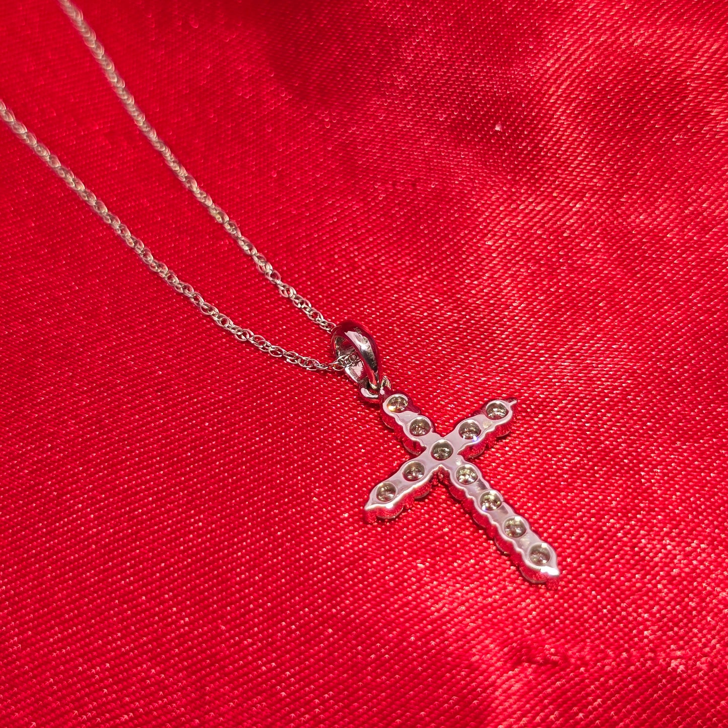 14K White Gold Diamond Cross Pendant with Twisted Curb Chain | 1/2 CTW Women’s Necklace
