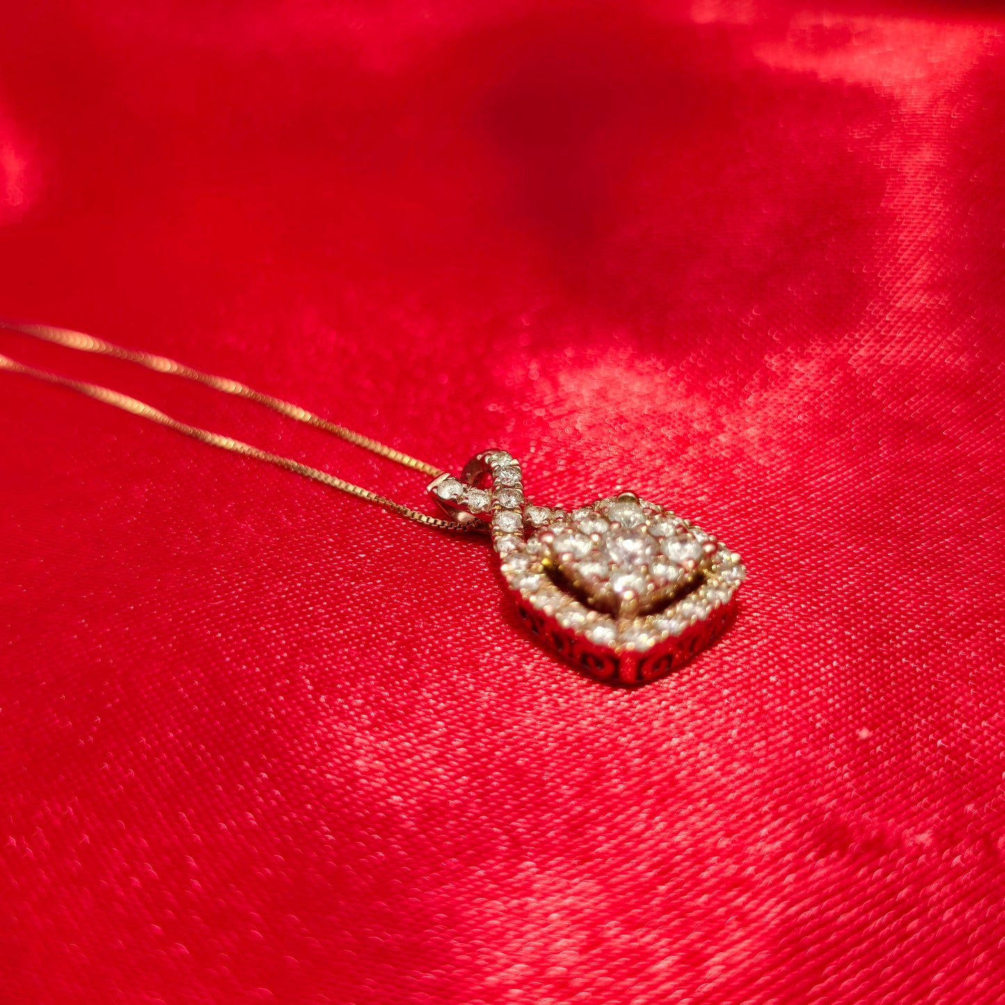 10K Yellow Gold Diamond Square Cluster Pendant with Box Chain | Women’s Necklace