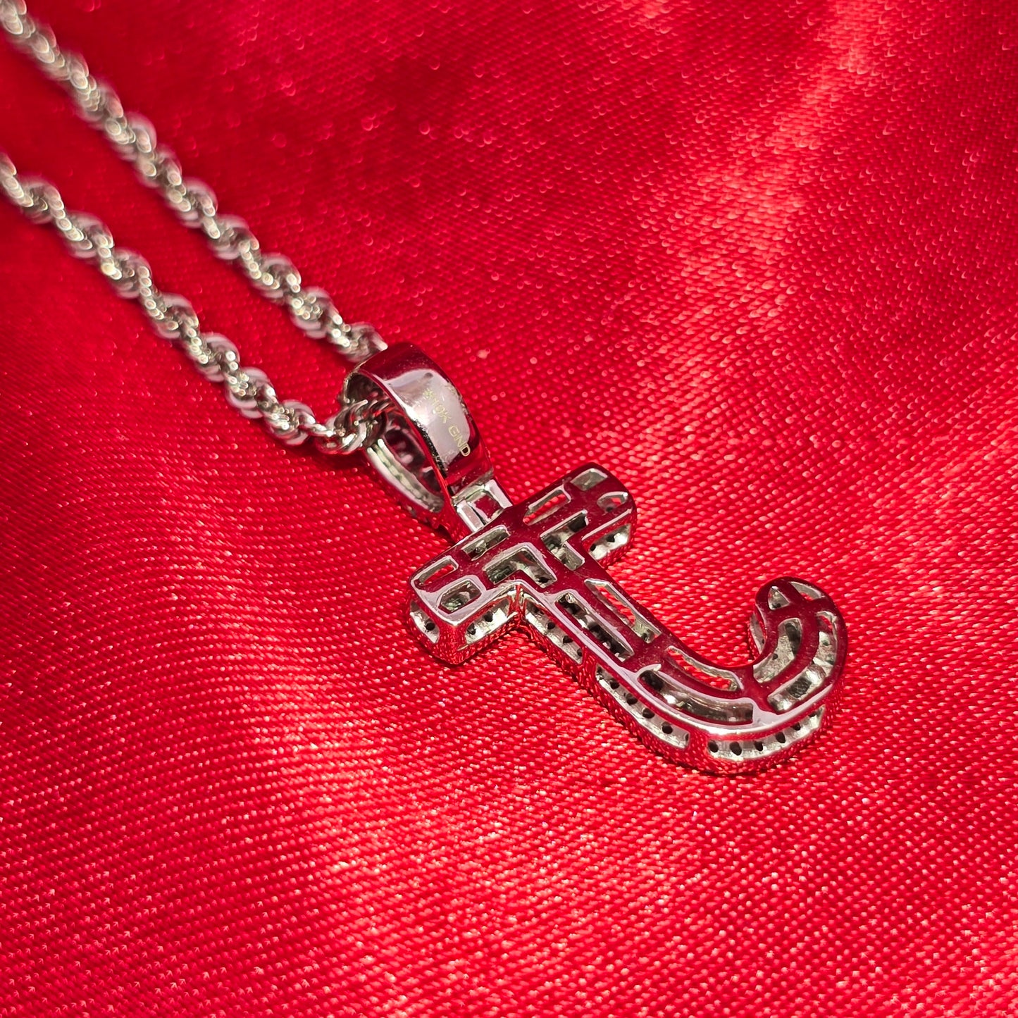 10K White Gold Diamond “J” Initial Pendant with Rope Chain | 0.38 CTW Personalized Necklace