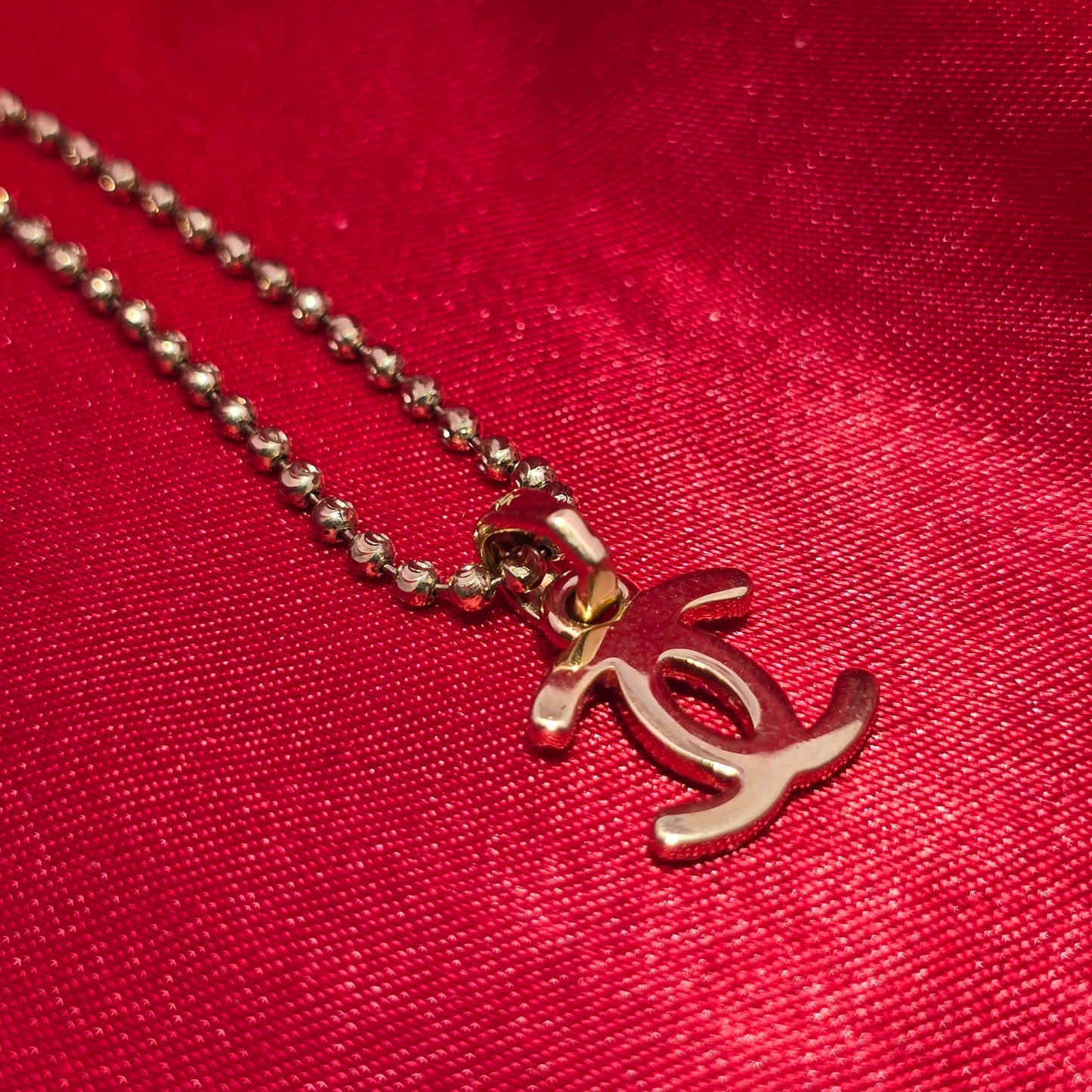 14K Yellow Gold Diamond Designer-Inspired Double C Pendant with Moon Cut Chain | 0.30 CTW