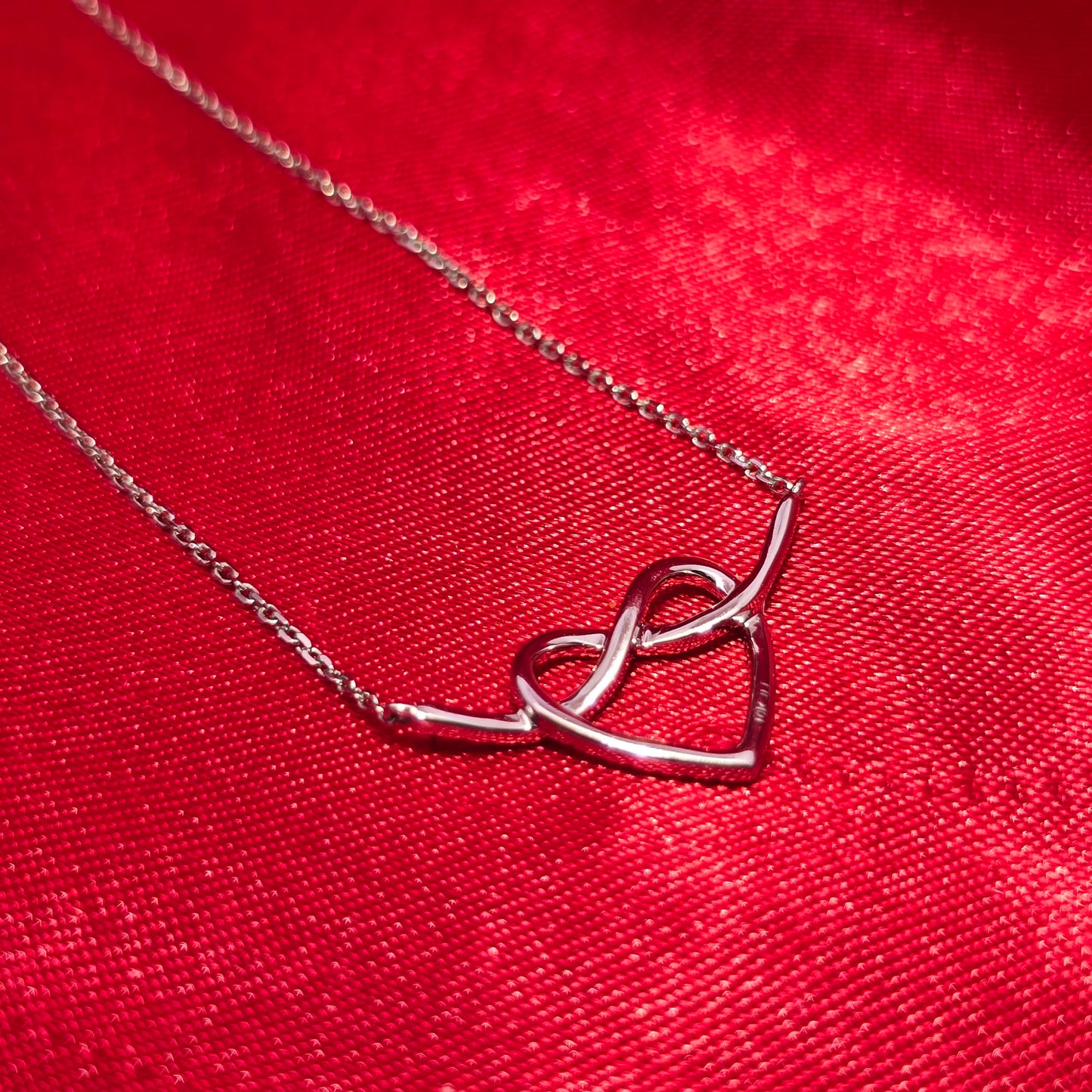 10K White Gold Diamond Heart Infinity Necklace for Women | 0.08 CTW