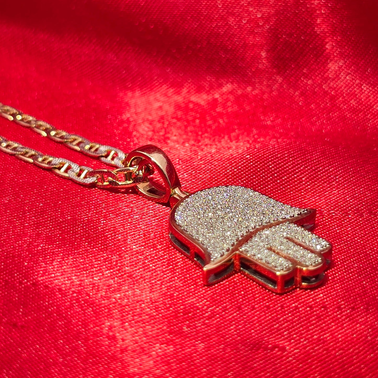 10K Yellow Gold Diamond Hamsa Hand Necklace Set | Unisex | 0.33 CTW