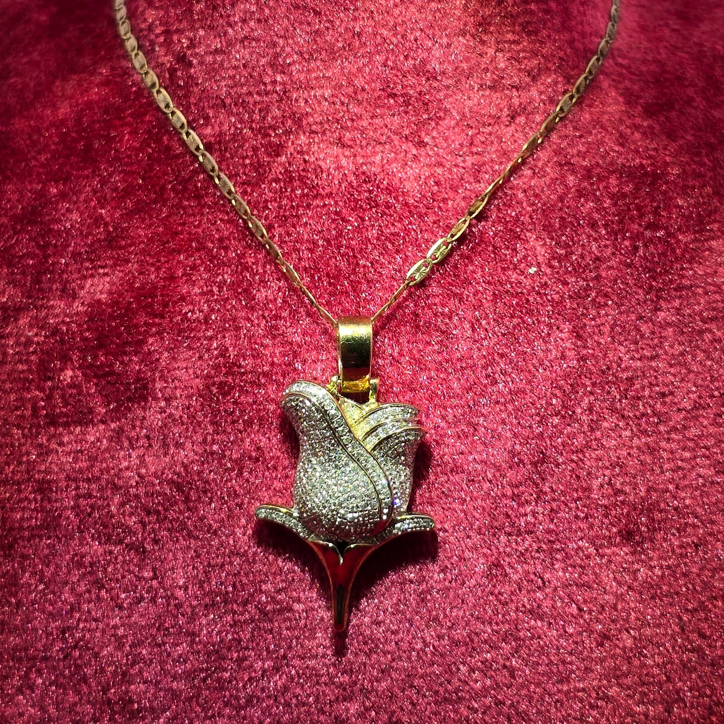 Diamond Rose Pendant Necklace in 10K Yellow Gold – 0.33 CTW | Fine Women's Jewelry