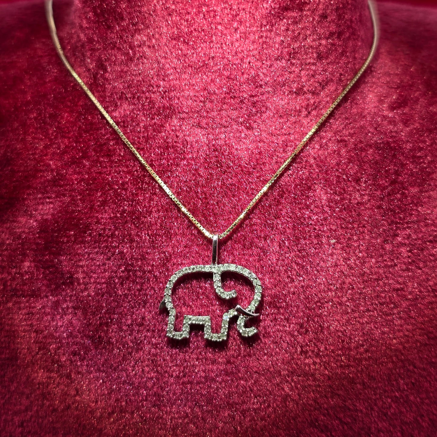 10K Yellow Gold Diamond Elephant Pendant | Baby Gift Necklace 0.16 CTW