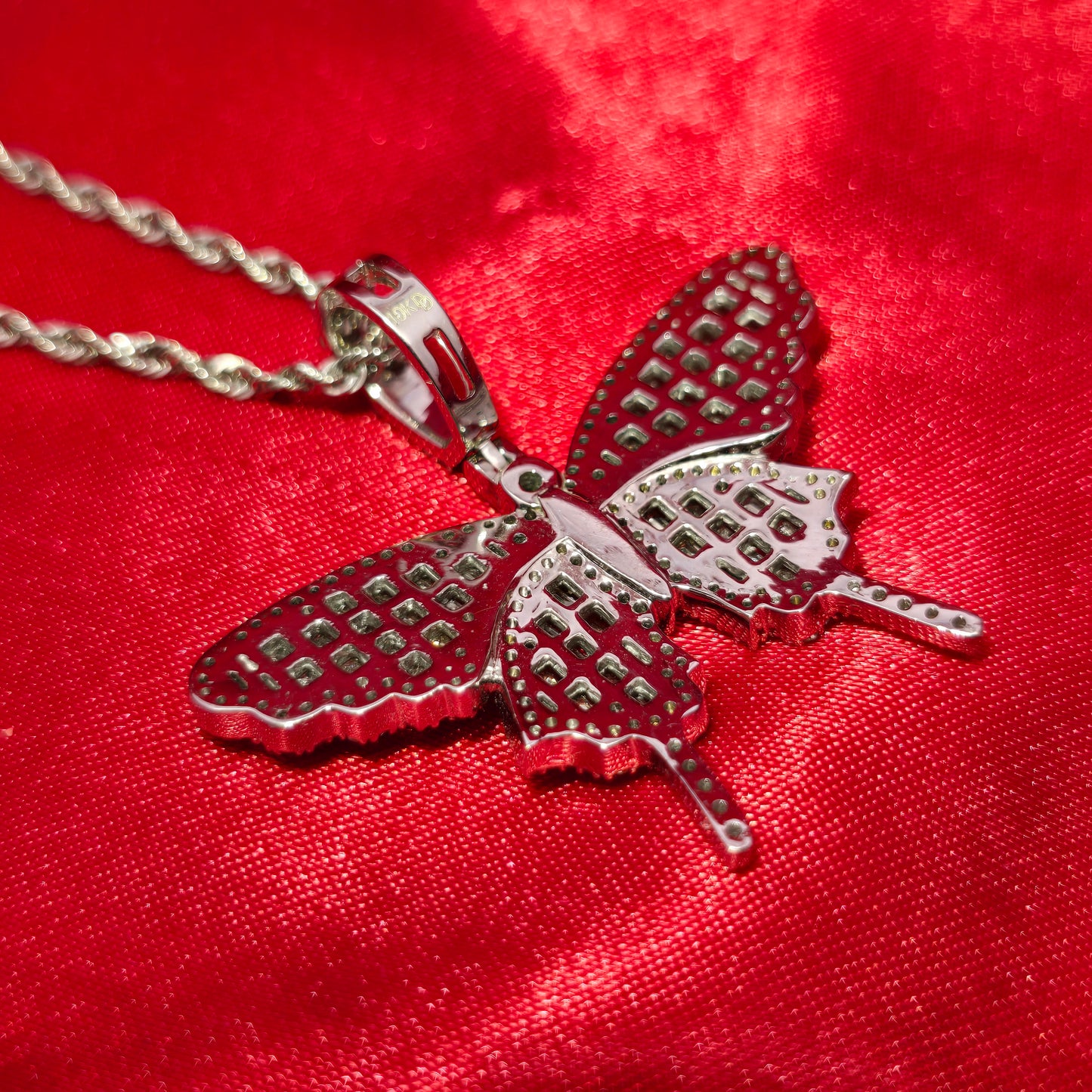 10k White Gold Farandole Butterfly Necklace Set 2.25 ctw
