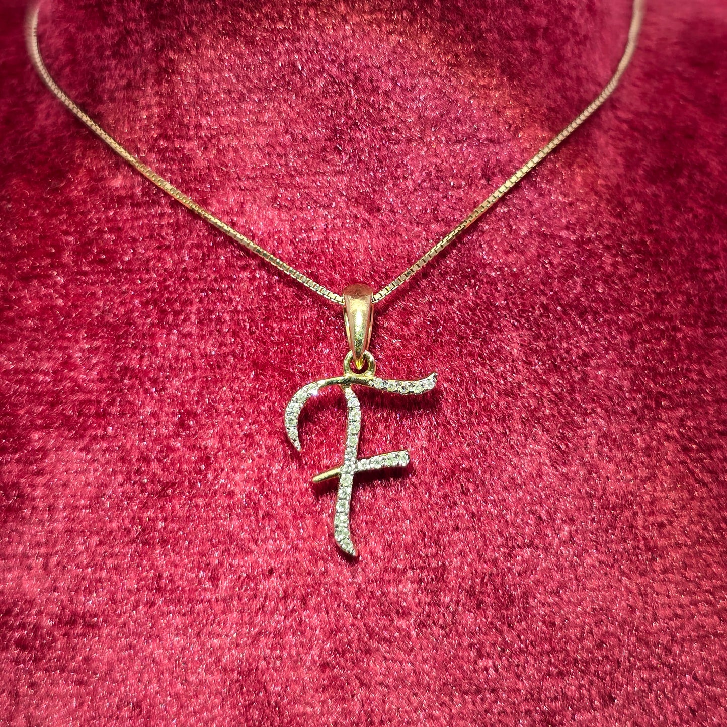 10K Yellow Gold Diamond "F" Initial Pendant Necklace – 1/12 CTW | Elegant Personal Jewelry | Jewelry Palace