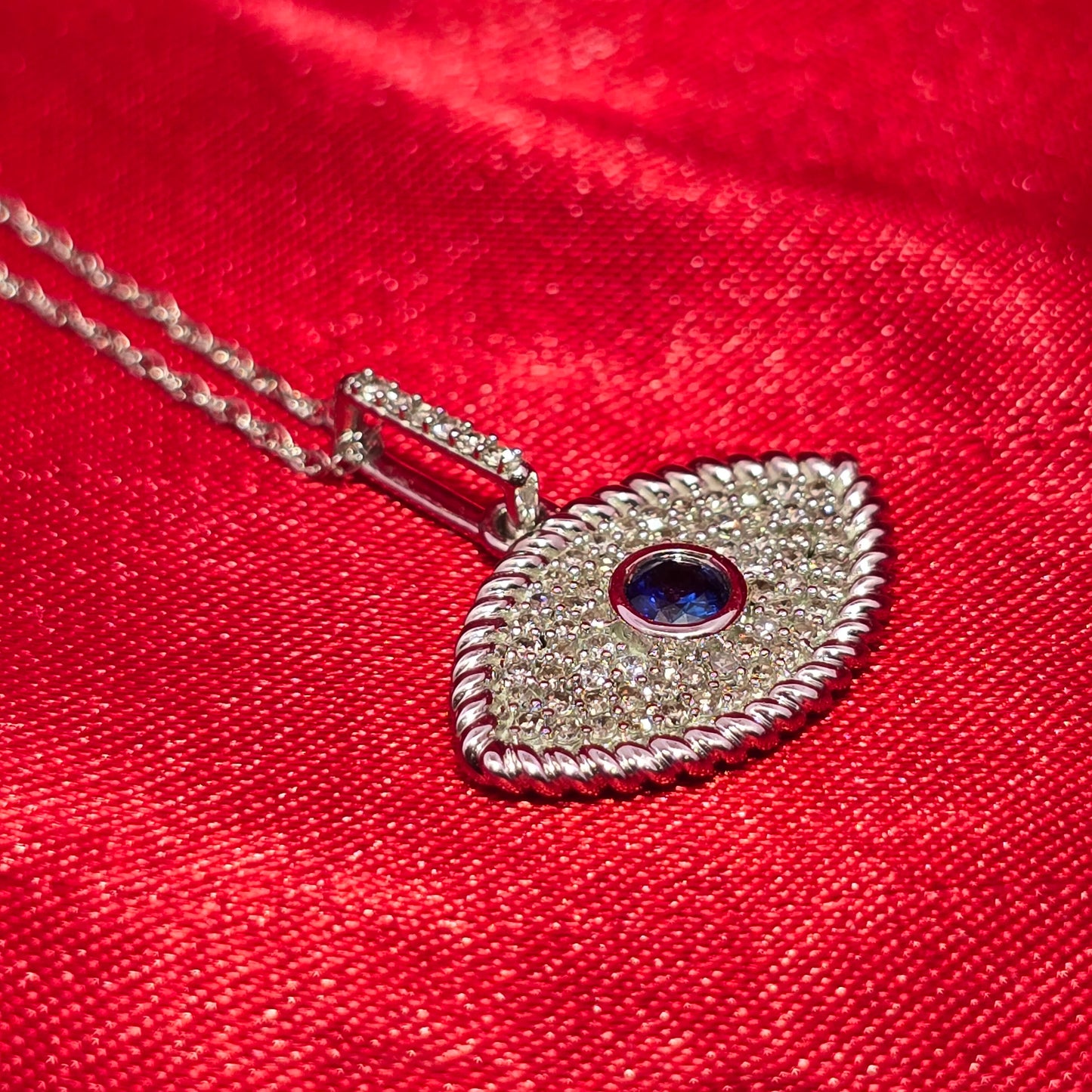 10K White Gold Diamond Evil Eye Necklace for Women 0.25 CTW | Sapphire Center