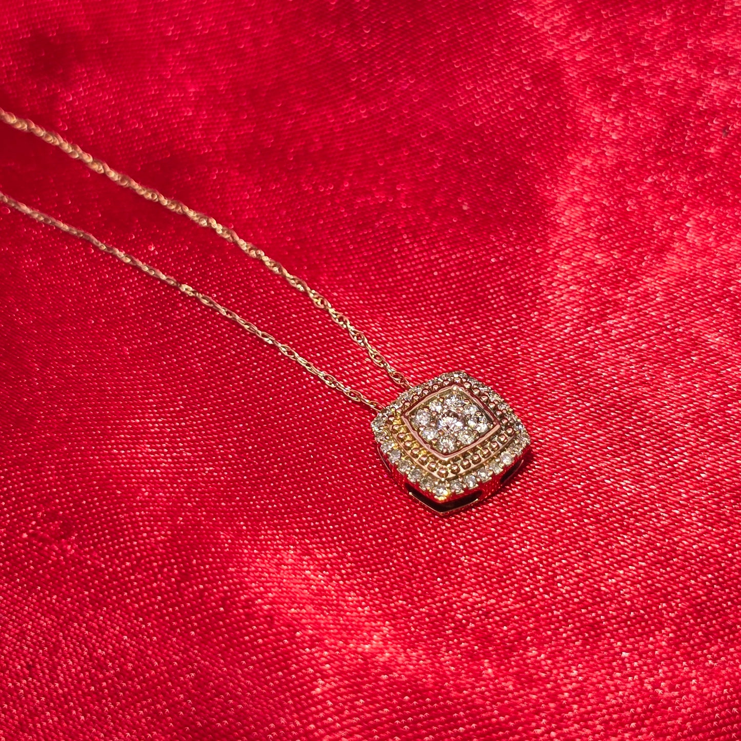 10K Yellow Gold Diamond Square Necklace Set for Women | 0.50 CTW