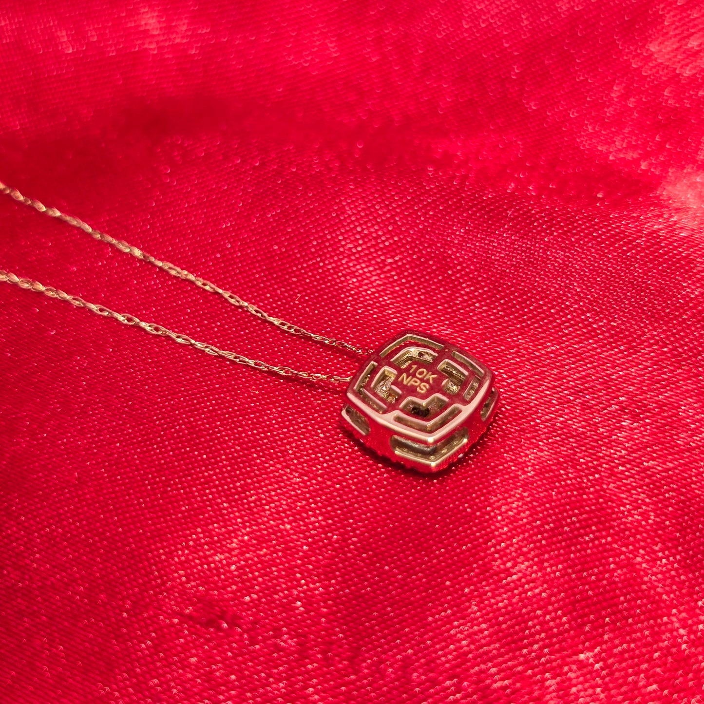 10K Yellow Gold Diamond Square Necklace Set for Women | 0.50 CTW