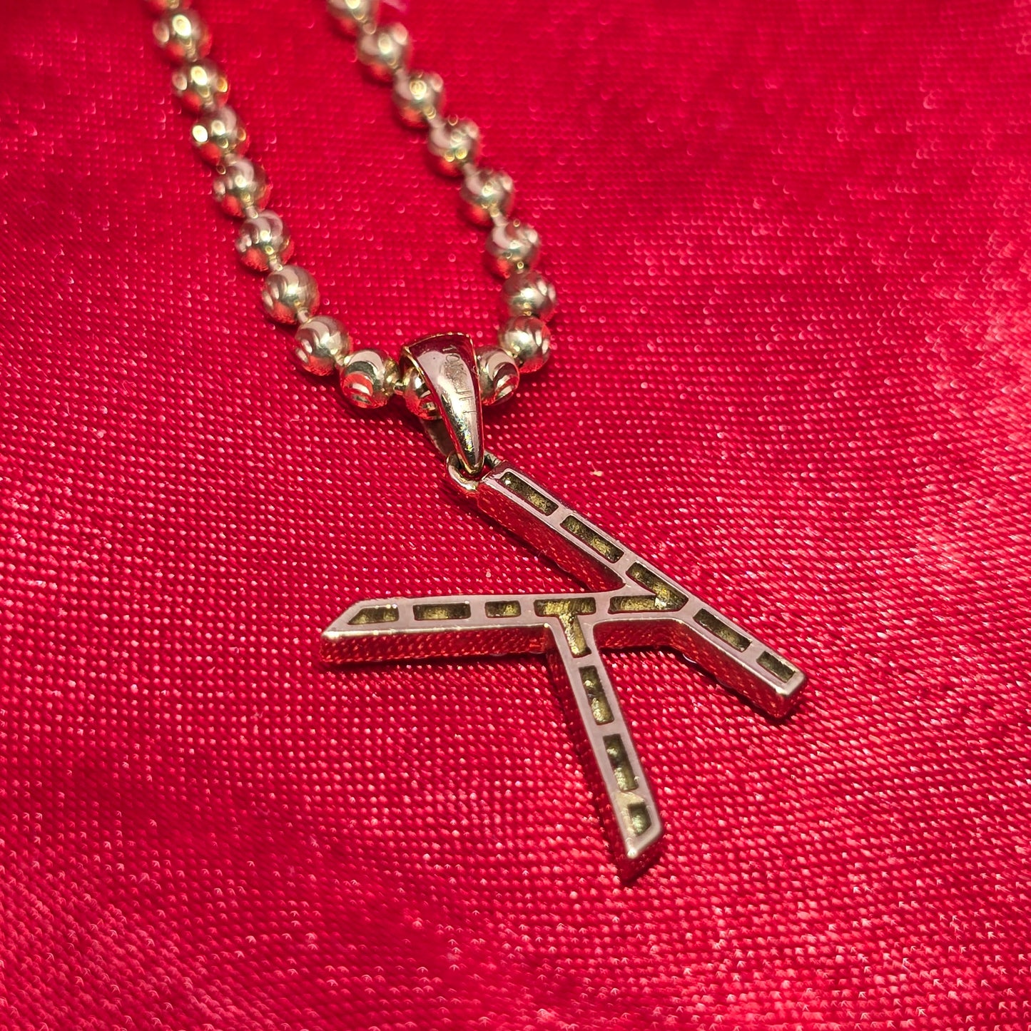 10K Yellow Gold Diamond "K" Initial Pendant Necklace with Moon Cut Chain – 1/8 CTW