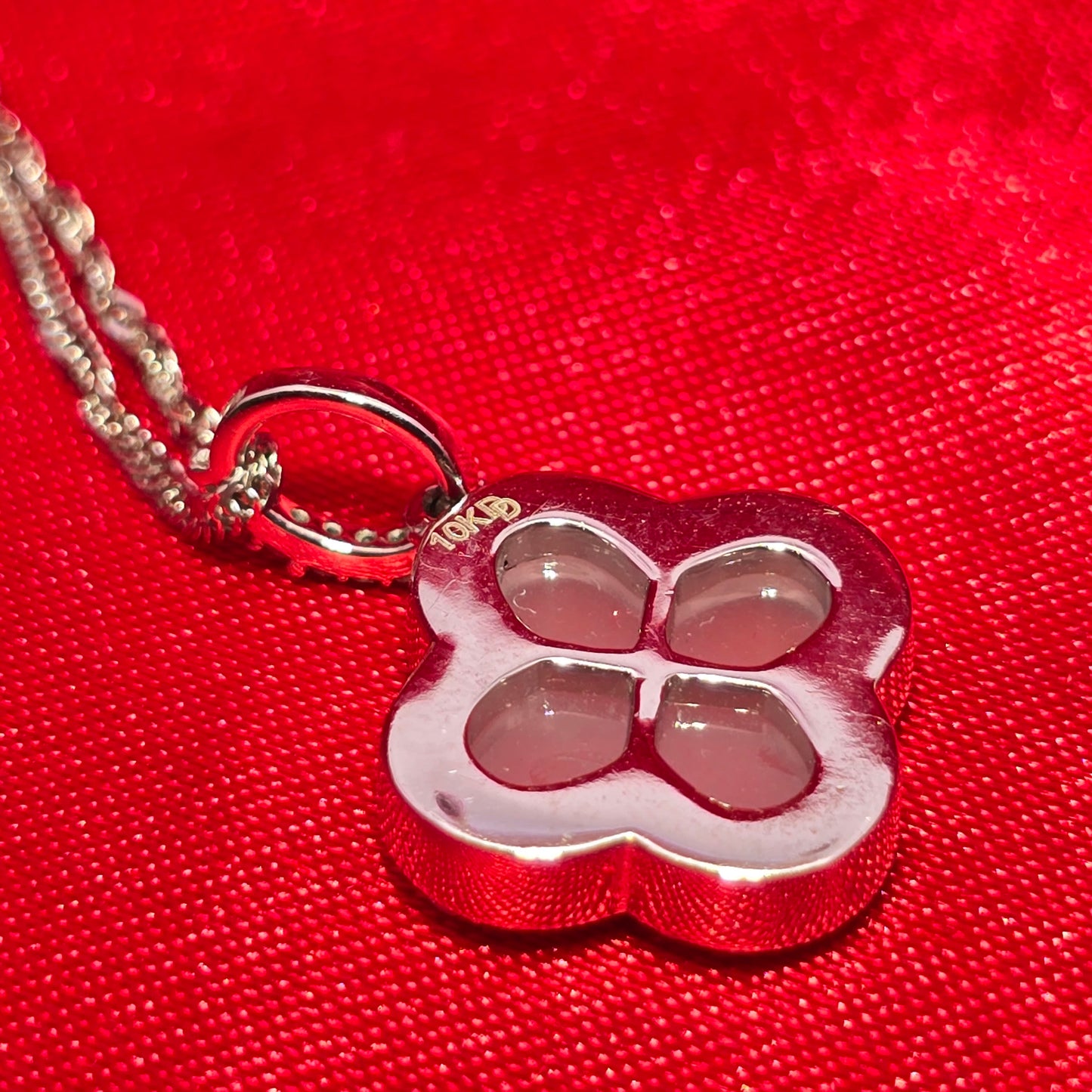 10K White Gold Diamond Clover Necklace Set for Women | 0.40 CTW