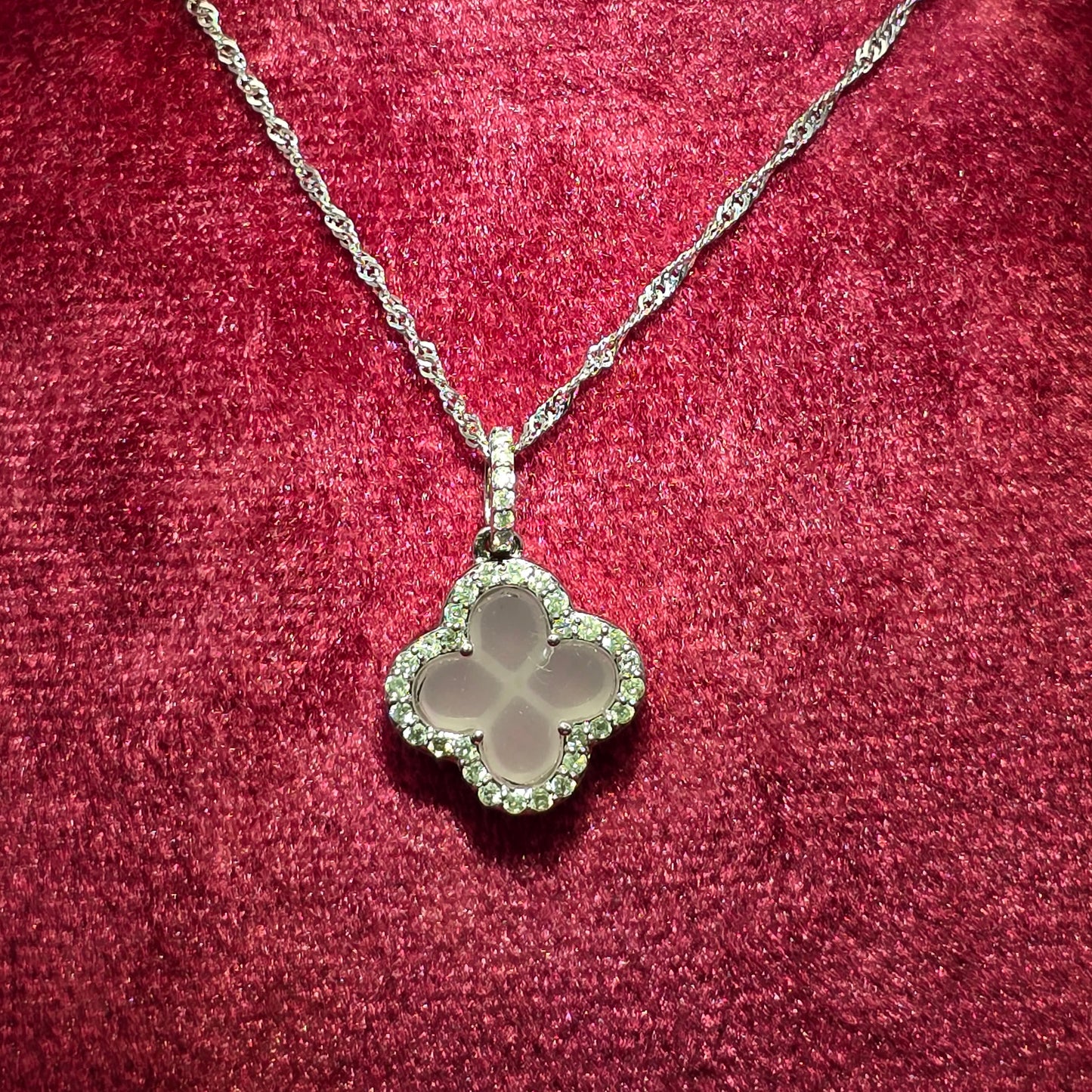 10K White Gold Diamond Clover Necklace Set for Women | 0.40 CTW