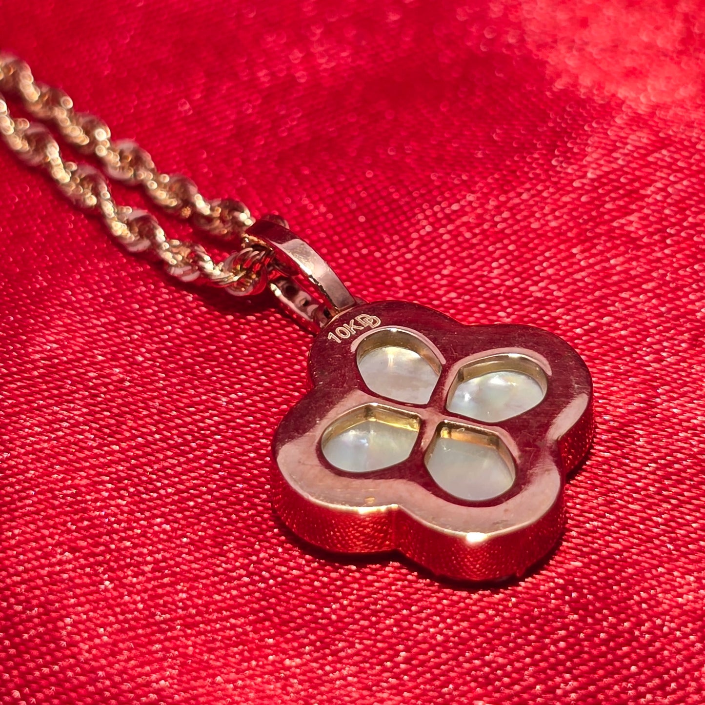 10K Rose Gold Diamond Clover Pendant With Rope Chain | 0.40 CTW