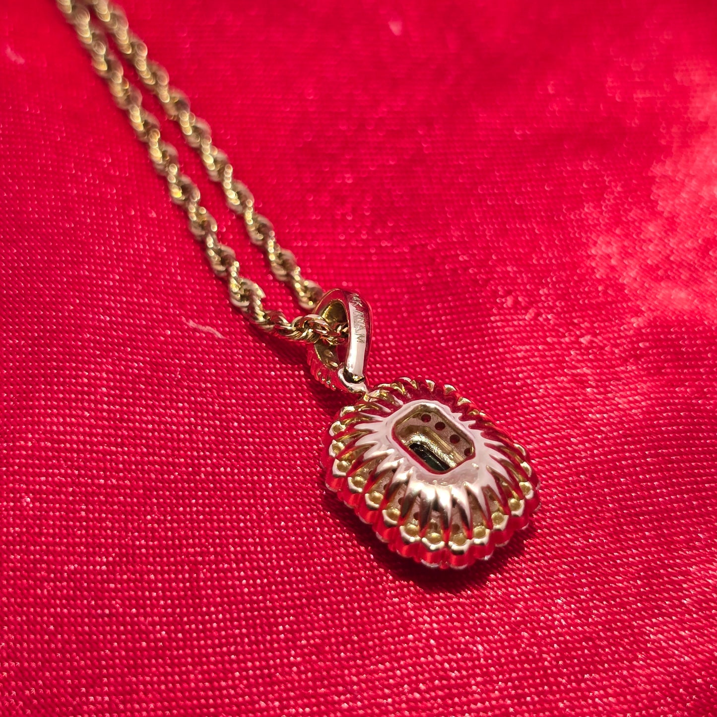14K Yellow Gold Diamond Emerald Pendant Necklace for Women | 1/3 CTW
