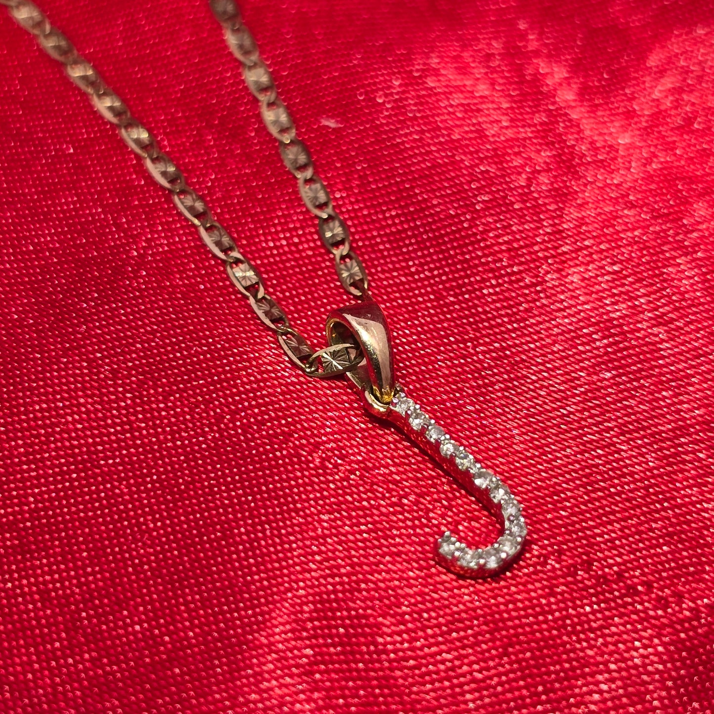 10K Yellow Gold Diamond "J" Initial Pendant With Link Chain | 1/2 CTW