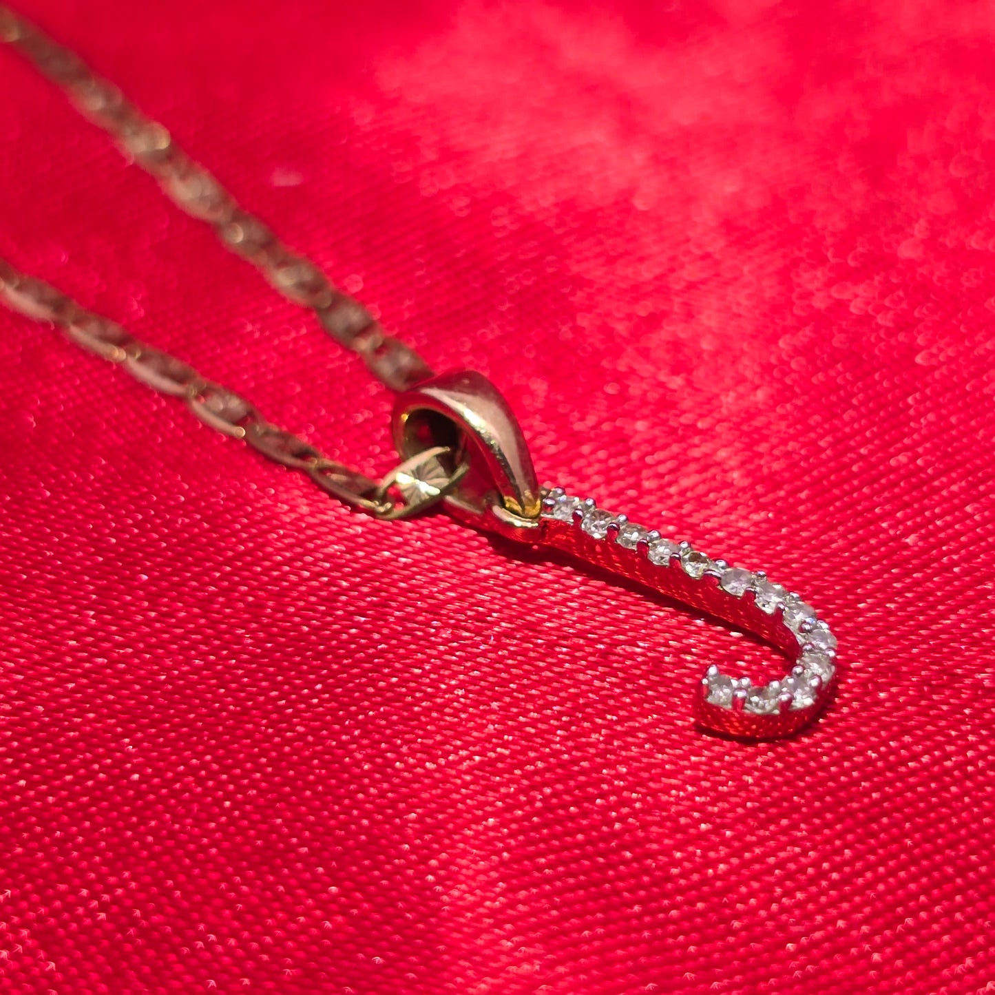 10K Yellow Gold Diamond "J" Initial Pendant With Link Chain | 1/2 CTW