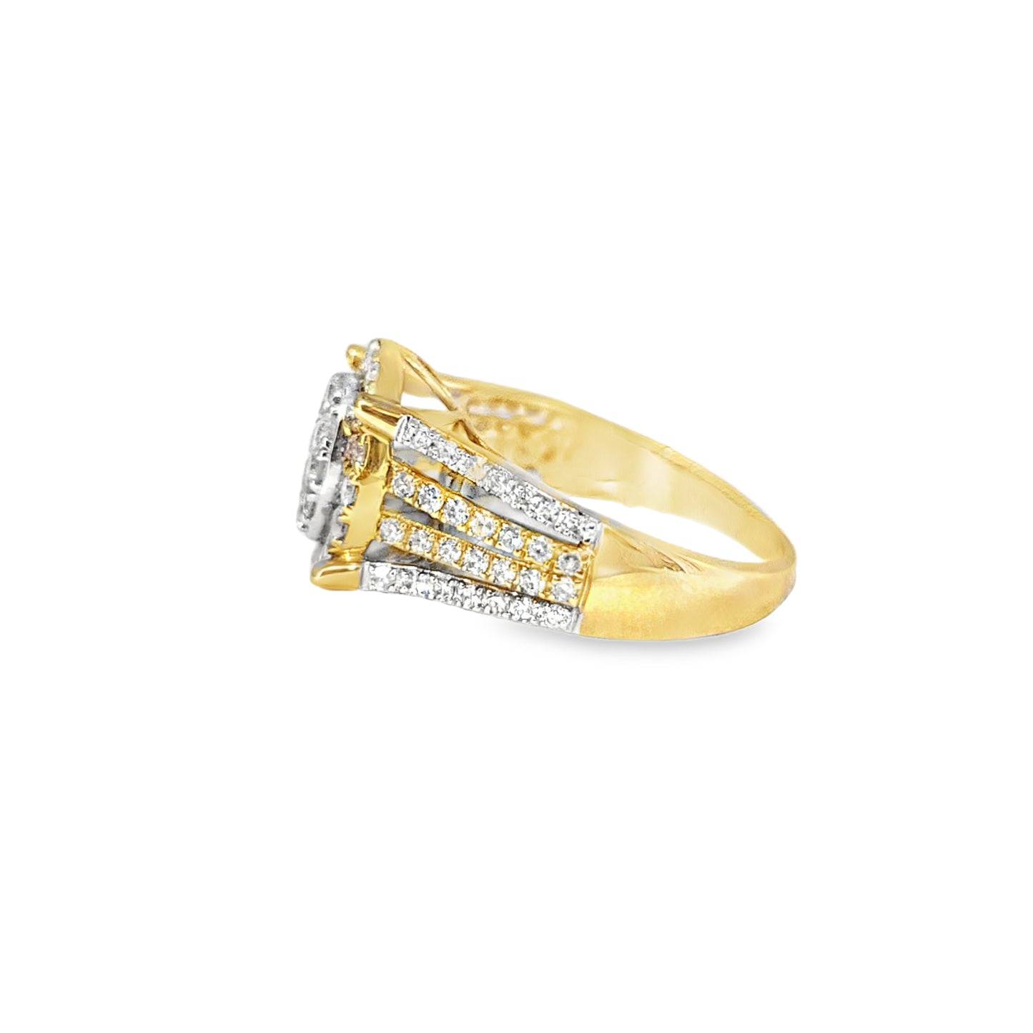 10k Yellow Oval Shape TwoTone Gold Womens Diamond Ring 0.96 ctw