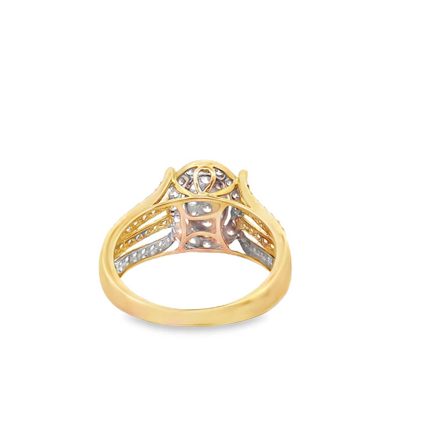 10k Yellow Oval Shape TwoTone Gold Womens Diamond Ring 0.96 ctw
