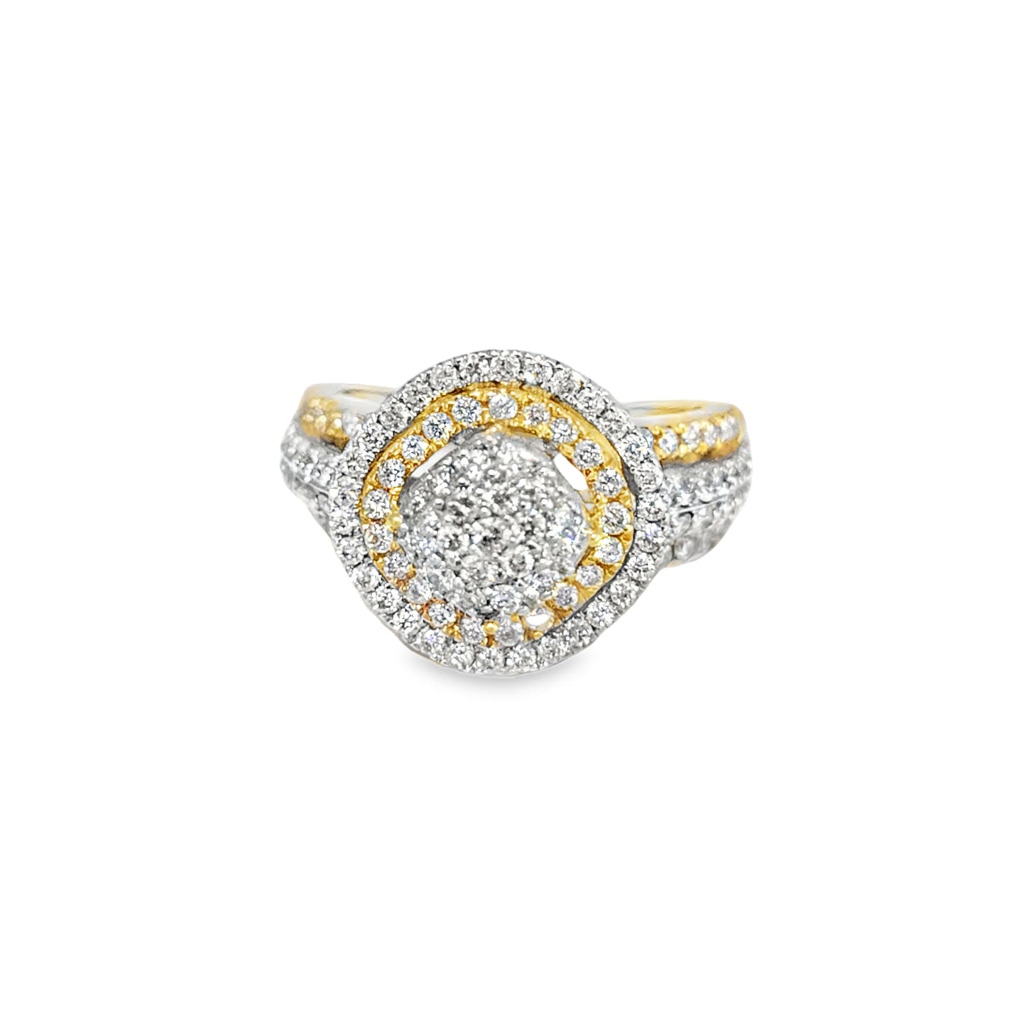 14k TwoTone Gold Diamond Ring with Round Cut Stones 1.35 ctw