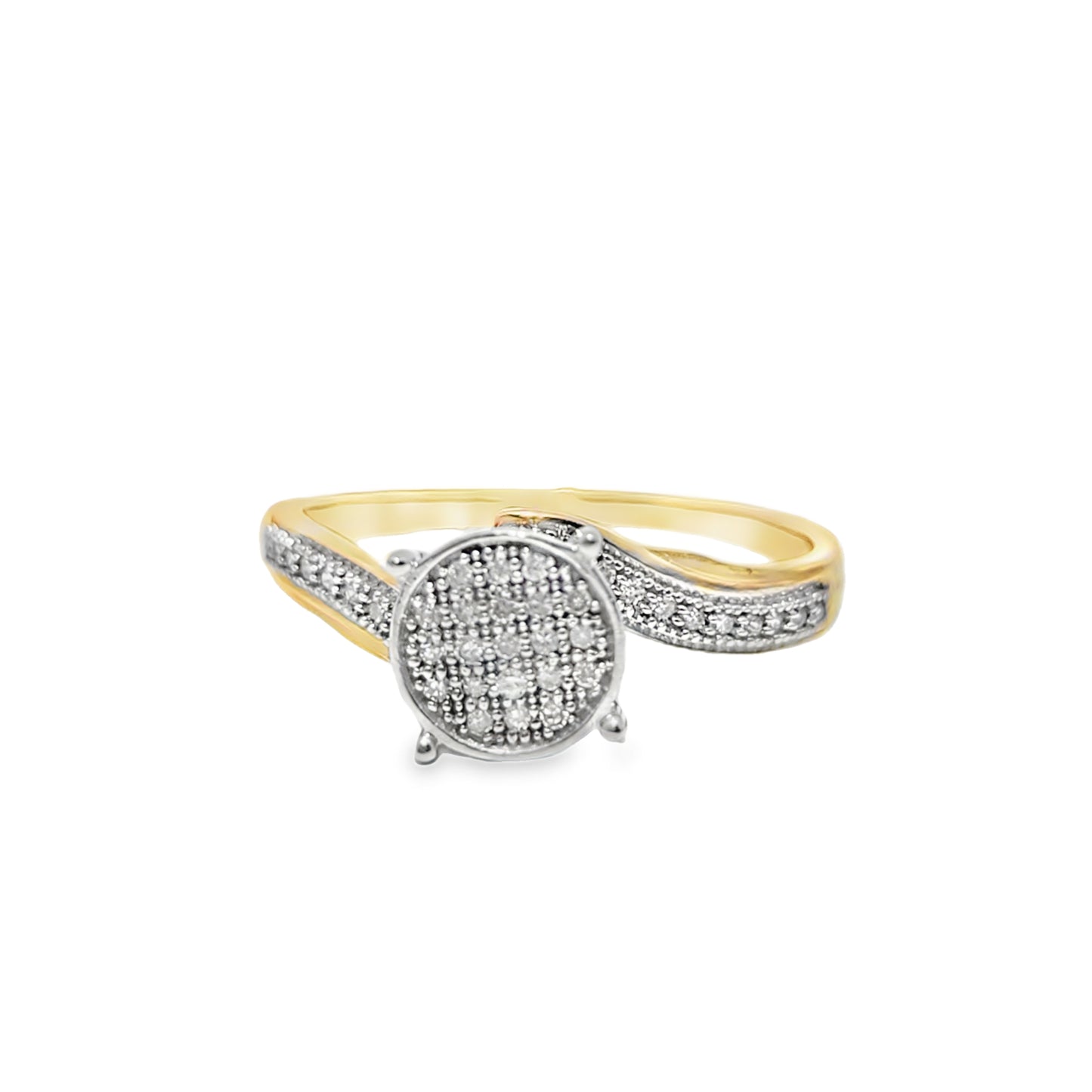 10k Yellow Gold Diamond Spiral Band Ring 0.12 ctw