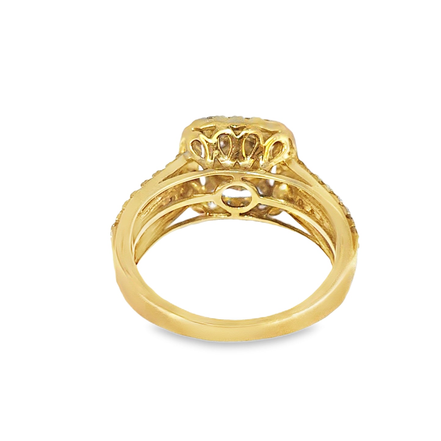10k Yellow Gold Square Diamond Ring with 2 Row Band 1.00 ctw