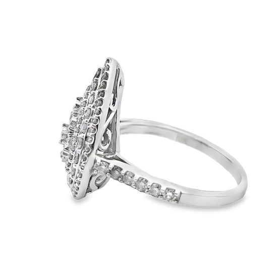 10K White Gold Diamond Pear Shaped Ring 1.00 ctw