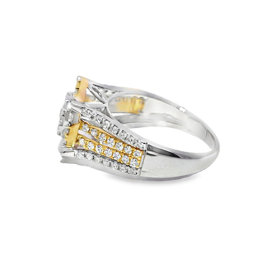 10K TwoTone White Gold Base Diamond Ring 0.99 ctw