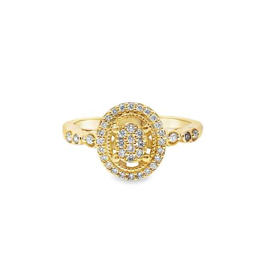 14k Yellow Gold Oval Shape Diamond Promise Ring 0.22 ctw