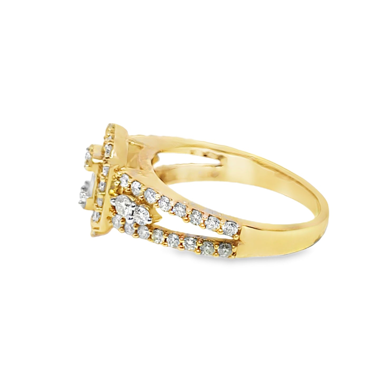 10k Yellow Gold Square Shape Baguette Diamond Ring 1.50 ctw