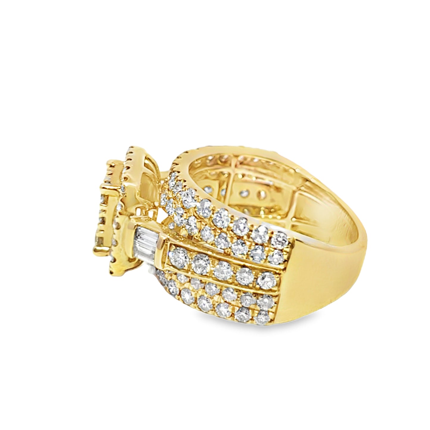 10K Yellow Gold Diamond Square Cluster Ring 3.00 ctw | Brilliant Round Cut Design – Jewelry Palace Lithonia GA